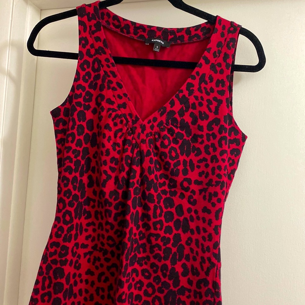 Express red leopard V-Neck